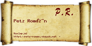 Petz Román névjegykártya